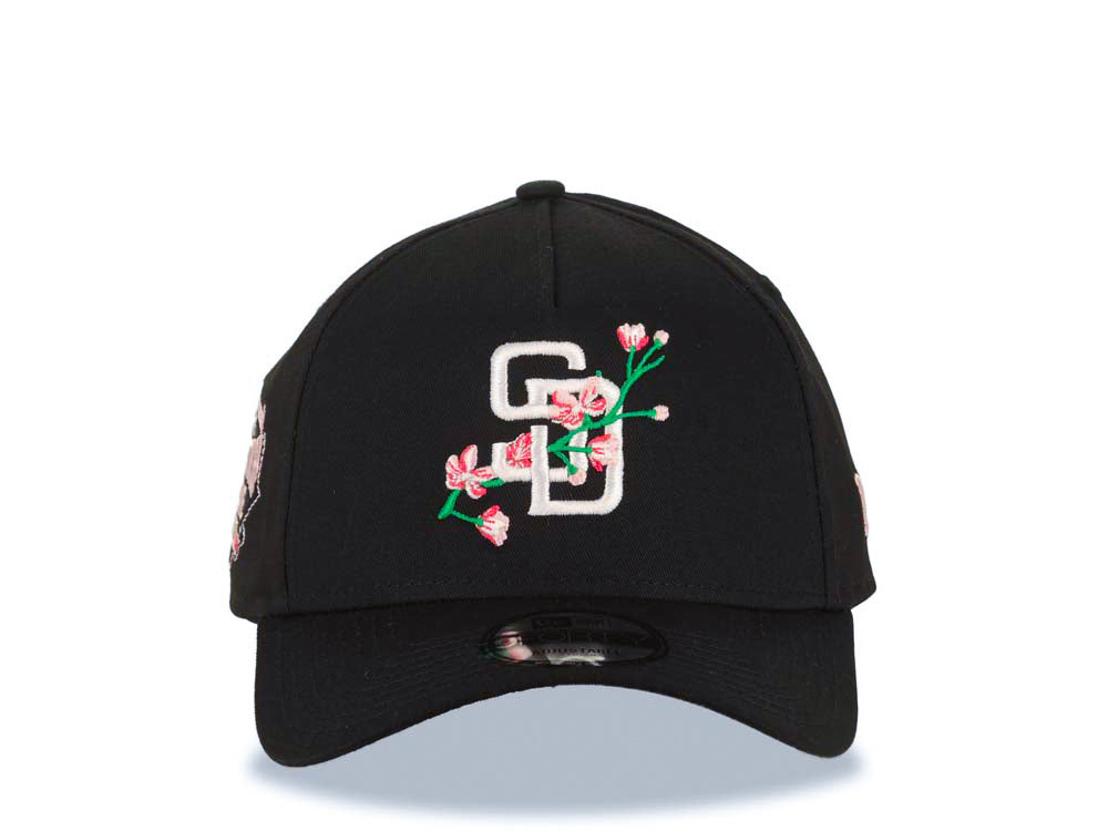 San Diego Padres New Era MLB 9FORTY 940 Adjustable A-Frame Cap Hat Black Crown/Visor White/Pink With Rose Logo 2016 All-Star Game Side Patch Gray UV