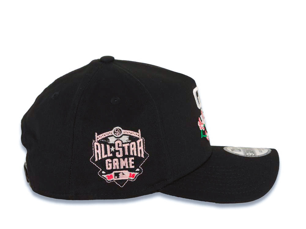 San Diego Padres New Era MLB 9FORTY 940 Adjustable A-Frame Cap Hat Black Crown/Visor White/Pink With Rose Logo 2016 All-Star Game Side Patch Gray UV