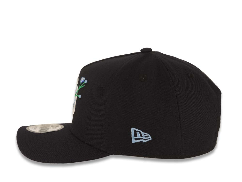 San Diego Padres New Era MLB 9FORTY 940 Adjustable A-Frame Cap Hat Navy Blue Crown/Visor White/Sky Blue With Rose Logo 1998 World Series Side Patch Gray UV