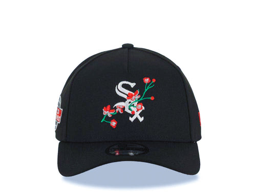 Chicago White Sox New Era MLB 9FORTY 940 Adjustable A-Frame Cap Hat Black Crown/Visor White/Red With Rose Logo 2005 World Series Side Patch Gray UV