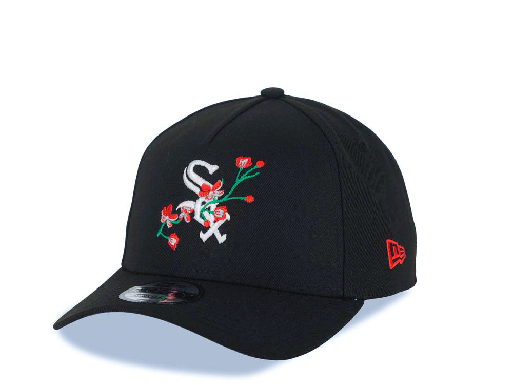 Chicago White Sox New Era MLB 9FORTY 940 Adjustable A-Frame Cap Hat Black Crown/Visor White/Red With Rose Logo 2005 World Series Side Patch Gray UV