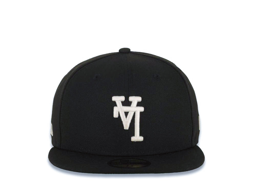 Los Angeles Dodgers New Era MLB 59FIFTY 5950 Fitted Cap Hat Black Crown/Visor White Upside Down Logo Batterman Batty Side Patch Green UV
