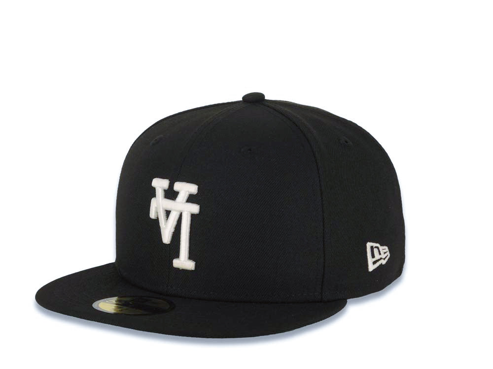 Los Angeles Dodgers New Era MLB 59FIFTY 5950 Fitted Cap Hat Black Crown/Visor White Upside Down Logo Batterman Batty Side Patch Green UV