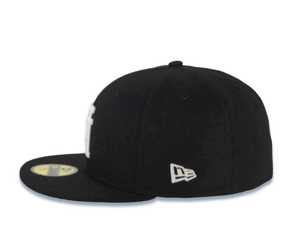 Los Angeles Dodgers New Era MLB 59FIFTY 5950 Fitted Cap Hat Black Crown/Visor White Upside Down Logo Batterman Batty Side Patch Green UV