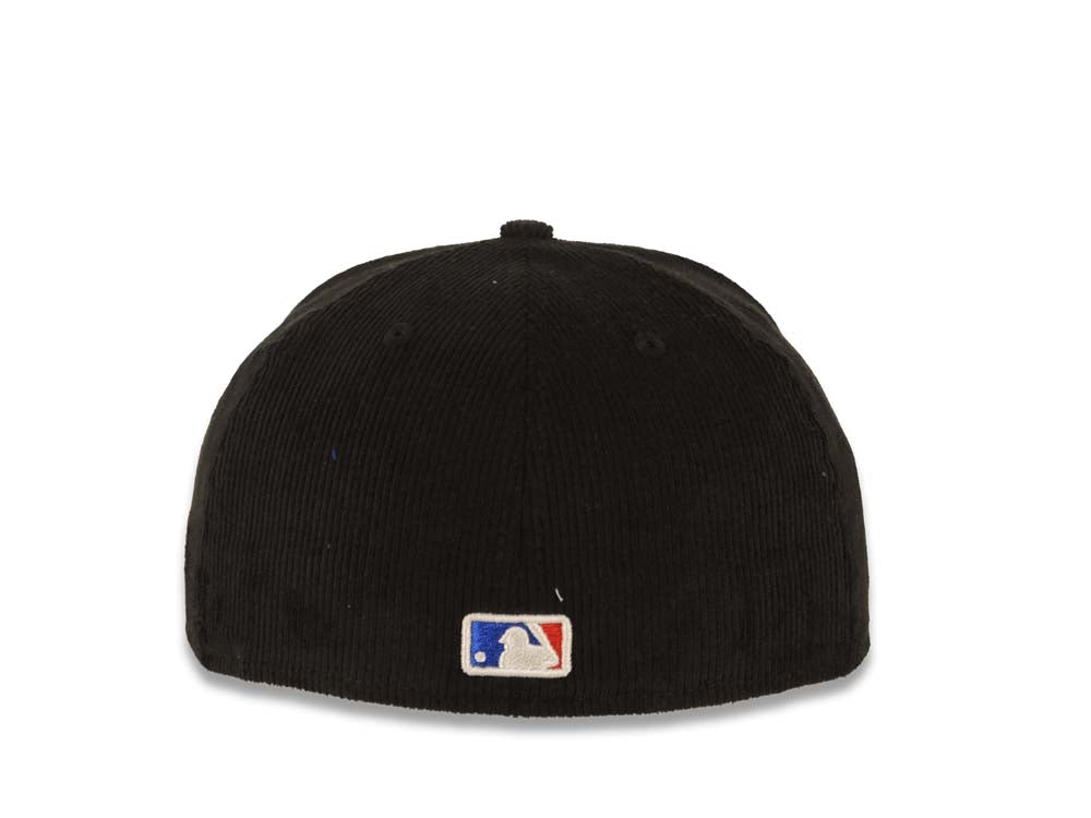 (Corduroy) Los Angeles Dodgers New Era MLB 59FIFTY 5950 Fitted Cap Hat Black Crown/Visor White Upside Down Logo Black UV