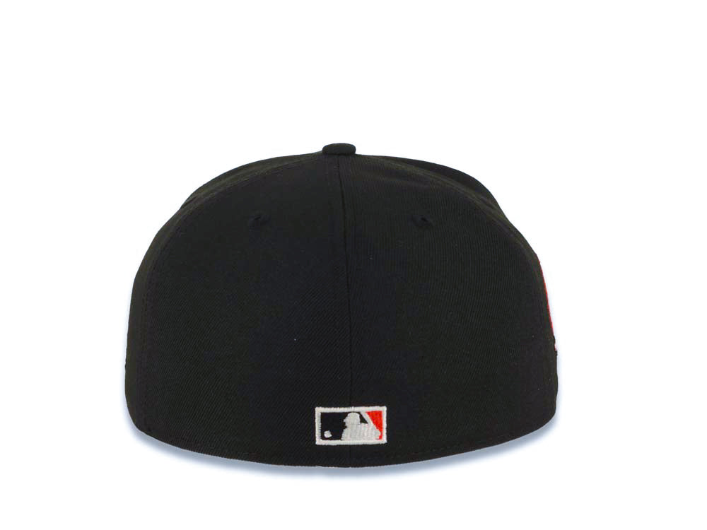 San Diego Padres New Era MLB 59FIFTY 5950 Fitted Cap Hat Black Crown/Visor White/Red With Rose Logo 40th Anniversary Side Patch Gray UV