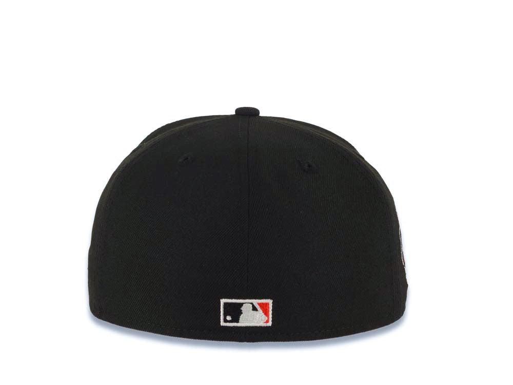 Los Angeles Dodgers New Era MLB 59FIFTY 5950 Fitted Cap Hat Black Crown/Visor White/Red With Rose Logo 40th Anniversary Side Patch Gray UV