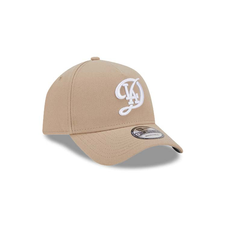 Los Angeles Dodgers New Era MLB 9FORTY 940 Adjustable A-Frame Cap Hat Khaki Crown/Visor White Logo (2024 City Connect)