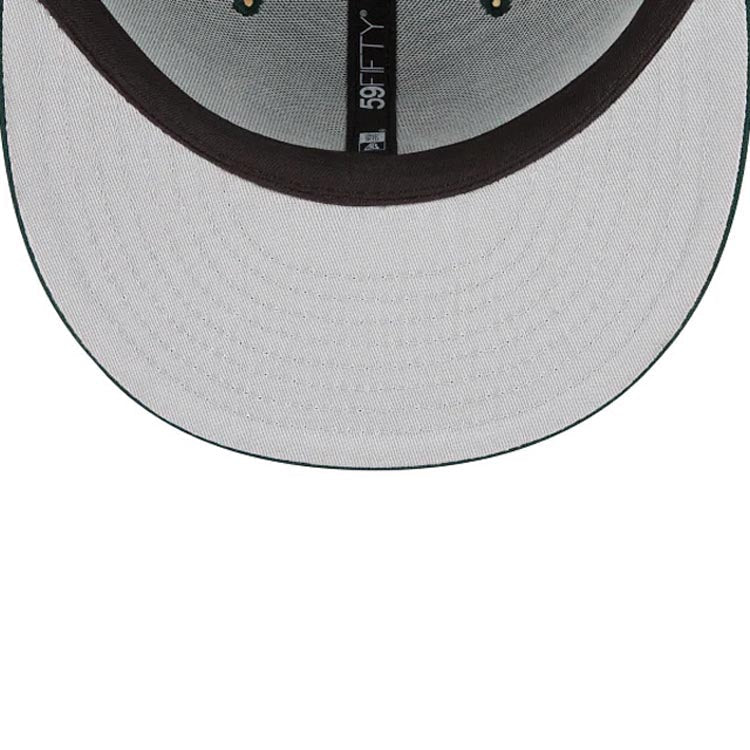 Los Angeles Dodgers New Era MLB 59FIFTY 5950 Fitted Cap Hat Dark Green Crown/Visor White Upside Down Logo Gray UV