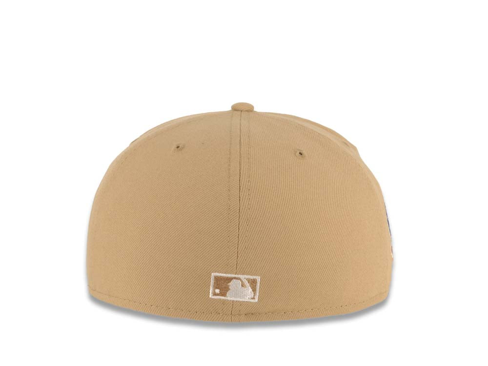 Los Angeles Dodgers New Era MLB 59FIFTY 5950 Fitted Cap Hat Khaki Crown/Visor White Upside Down Logo 60th Anniversary Side Patch Gray UV