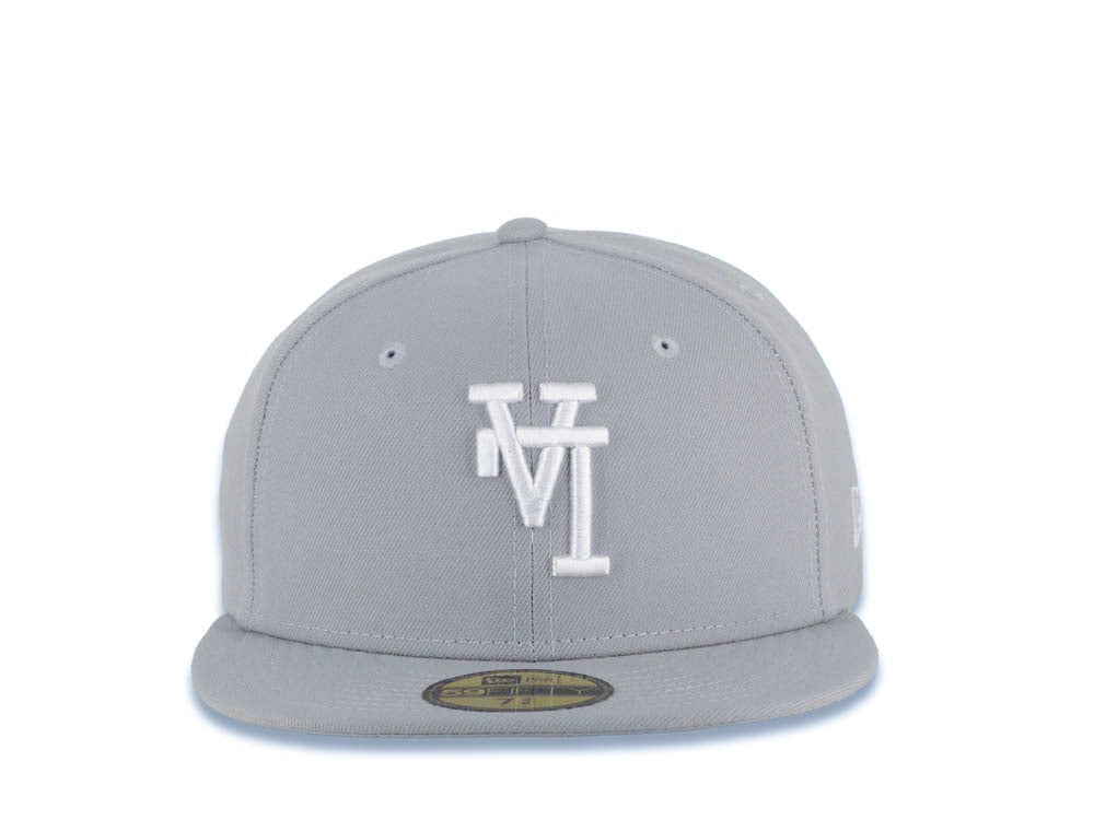 Los Angeles Dodgers New Era MLB 59FIFTY 5950 Fitted Cap Hat Gray Crown/Visor White Upside Down Logo Gray UV