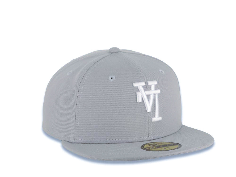 Los Angeles Dodgers New Era MLB 59FIFTY 5950 Fitted Cap Hat Gray Crown/Visor White Upside Down Logo Gray UV