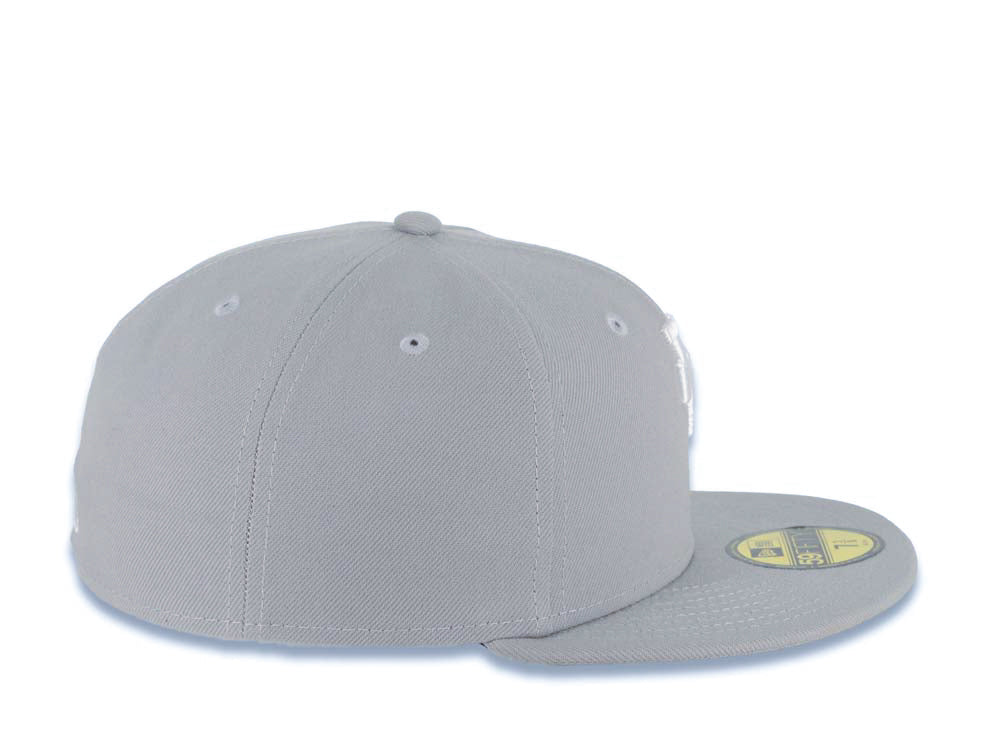 Los Angeles Dodgers New Era MLB 59FIFTY 5950 Fitted Cap Hat Gray Crown/Visor White Upside Down Logo Gray UV