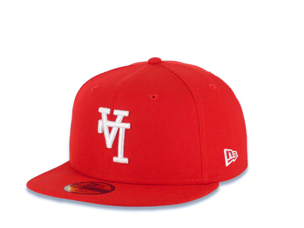 Los Angeles Dodgers New Era MLB 59FIFTY 5950 Fitted Cap Hat Red Crown/Visor White Upside Down Logo 40th Anniversary Side Patch Gray UV