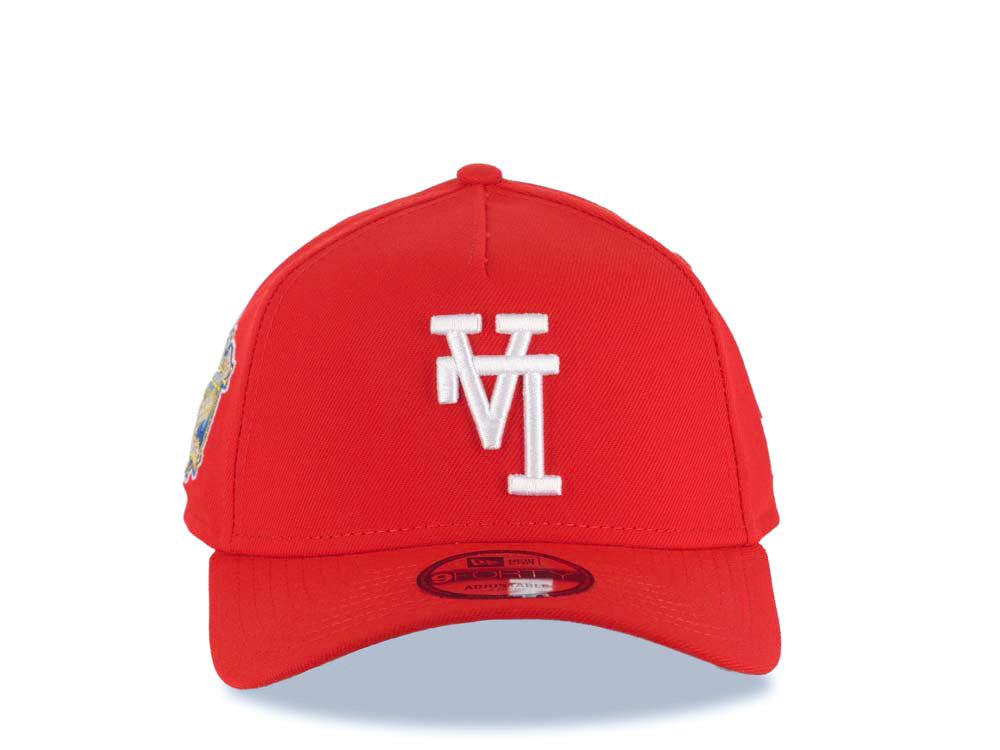 Los Angeles Dodgers New Era MLB 9FORTY 940 Adjustable A-Frame Cap Hat Red Crown/Visor White Upside Down Logo 40th Anniversary Side Patch Gray UV