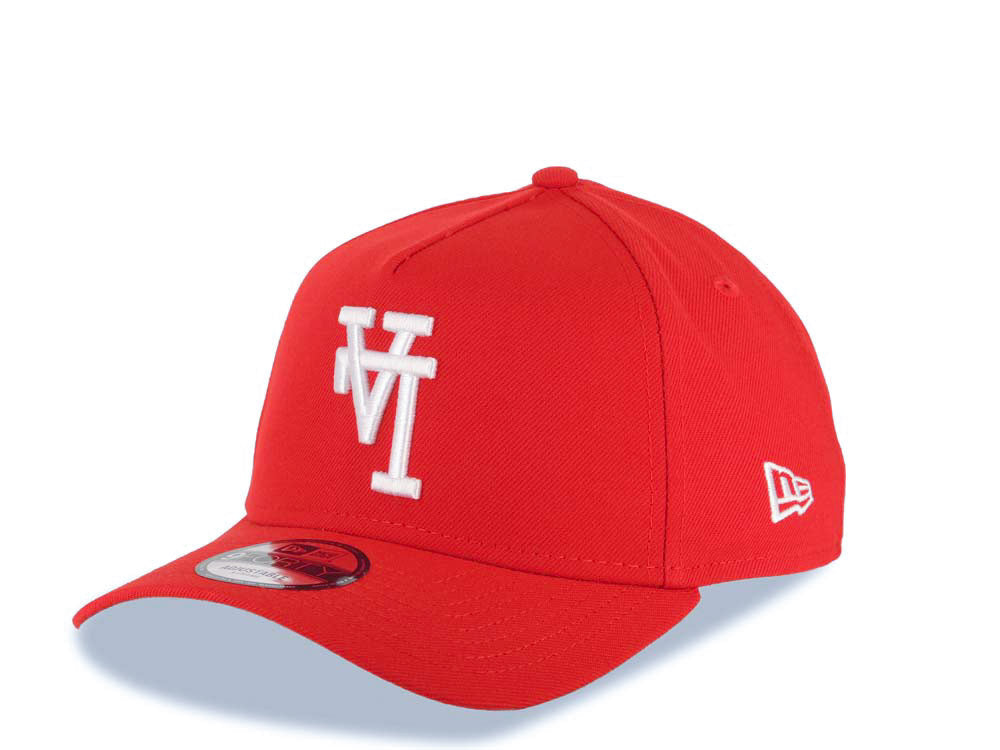 Los Angeles Dodgers New Era MLB 9FORTY 940 Adjustable A-Frame Cap Hat Red Crown/Visor White Upside Down Logo 40th Anniversary Side Patch Gray UV