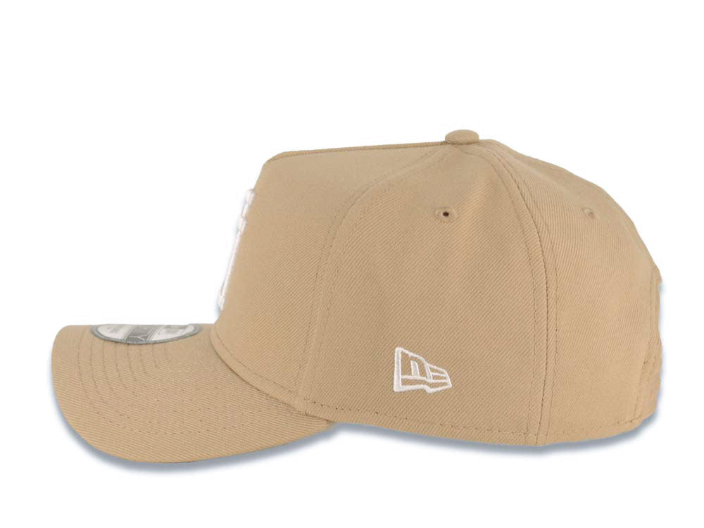 Los Angeles Dodgers New Era MLB 9FORTY 940 Adjustable A-Frame Cap Hat Khaki Crown/Visor White Upside Down Logo 60th Stadium Side Patch Gray UV