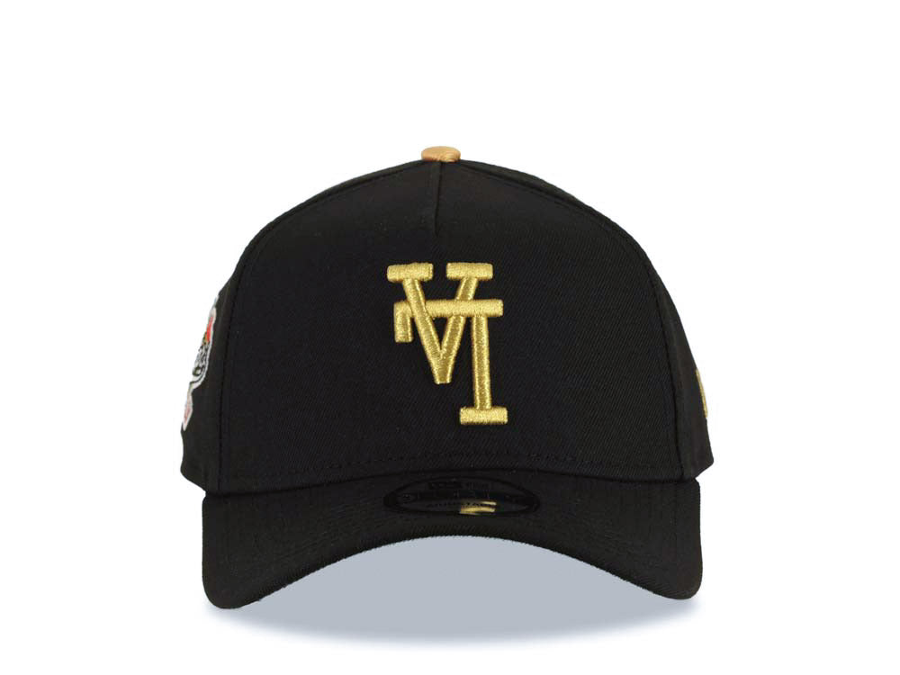 Los Angeles Dodgers New Era MLB 9FORTY 940 Adjustable A-Frame Cap Hat Black Crown/Visor Metallic Gold Upside Down Logo 100th Anniversary Green UV