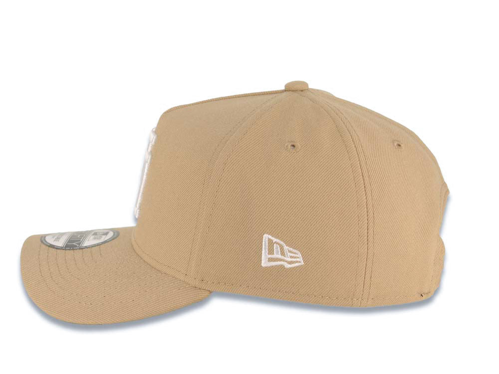 Los Angeles Dodgers New Era MLB 9FORTY 940 Adjustable A-Frame Cap Hat Khaki Crown/Visor White Upside Down Logo 60th Anniversary Side Patch Gray UV