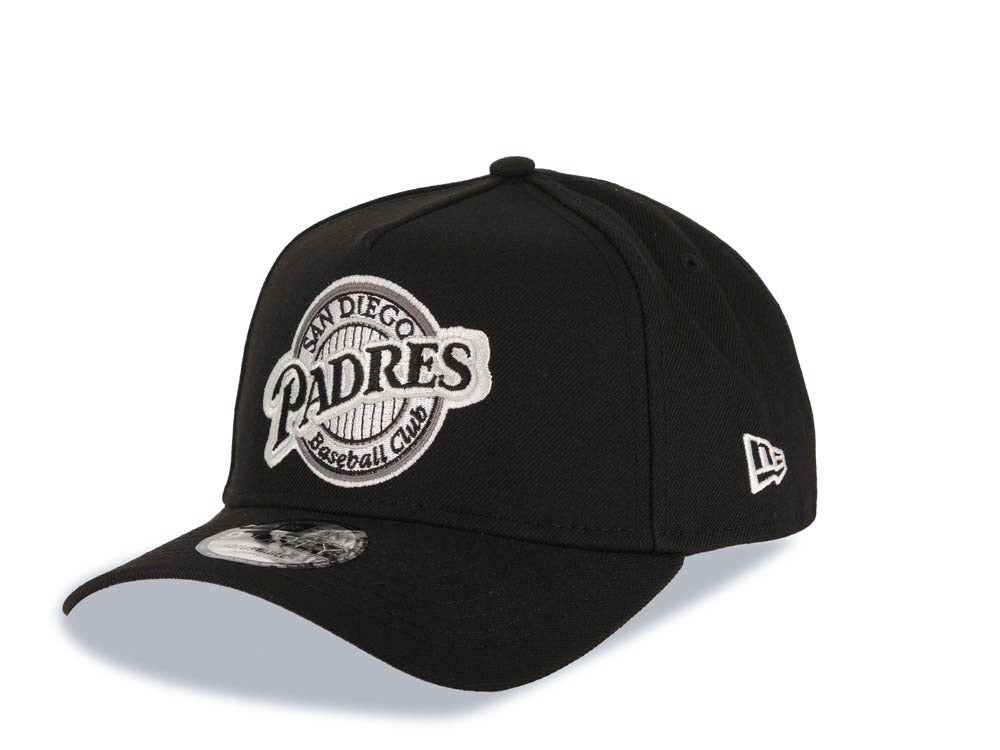 San Diego Padres New Era MLB 9FORTY 940 Adjustable A-Frame Cap Hat Black Crown/Visor Black/Gray/White Baseball Club Logo 1992 All-Star Game Patch