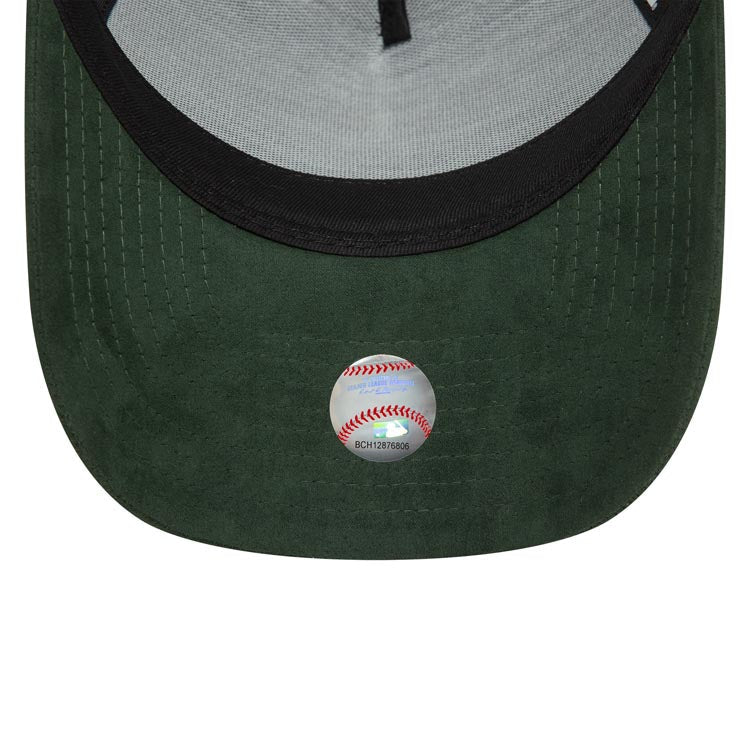 (Suede) Los Angeles Dodgers New Era MLB 9FORTY 940 Adjustable A-Frame Cap Hat Dark Green Crown/Visor Black Logo