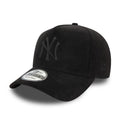 (Suede) New York Yankees New Era MLB 9FORTY 940 Adjustable A-Frame Cap Hat Black Crown/Visor Black Logo