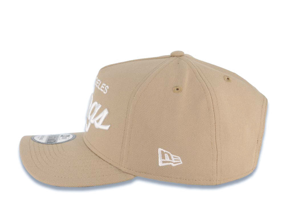 Los Angeles Kings New Era NHL 9FORTY 940 Adjustable A-Frame Cap Hat Khaki Crown/Visor White Text/Script Logo Gray UV
