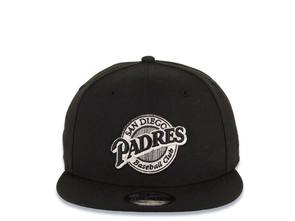 San Diego Padres New Era MLB 9FIFTY 950 Snapback Cap Hat Black Crown/Visor Black/White Baseball Club Logo Green UV