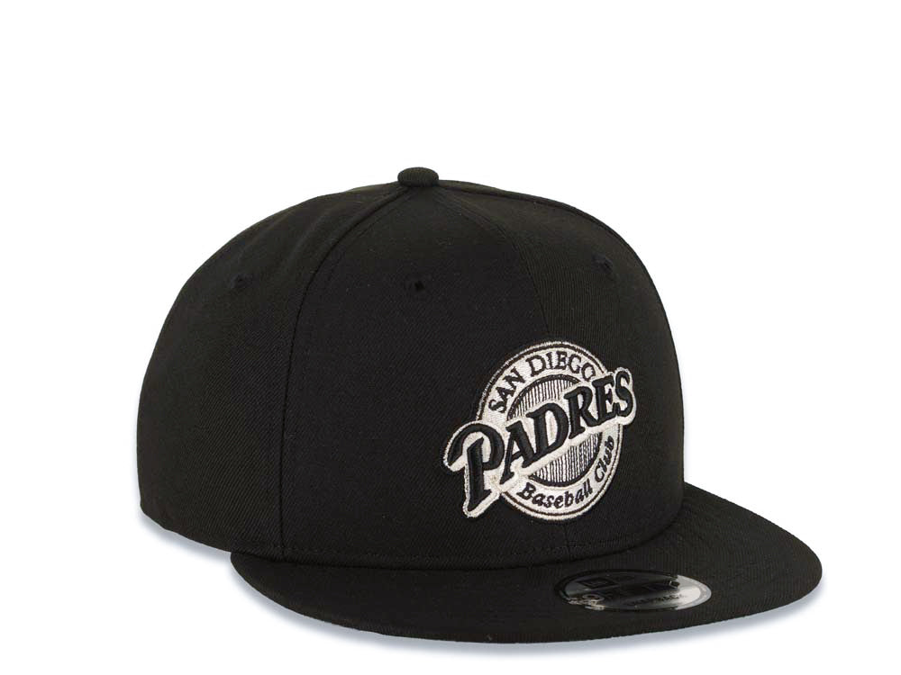 San Diego Padres New Era MLB 9FIFTY 950 Snapback Cap Hat Black Crown/Visor Black/White Baseball Club Logo Green UV