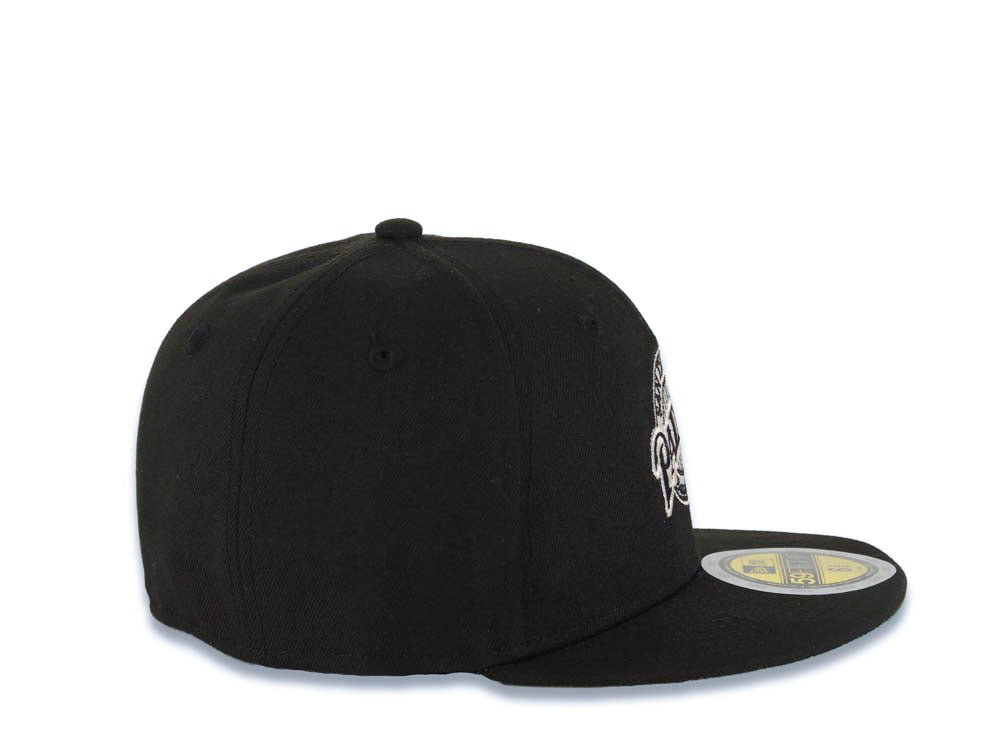 (Youth) San Diego Padres New Era MLB 59FIFTY 5950 Kid Fitted Cap Hat Black Crown/Visor White/Black Baseball Club Logo Green UV