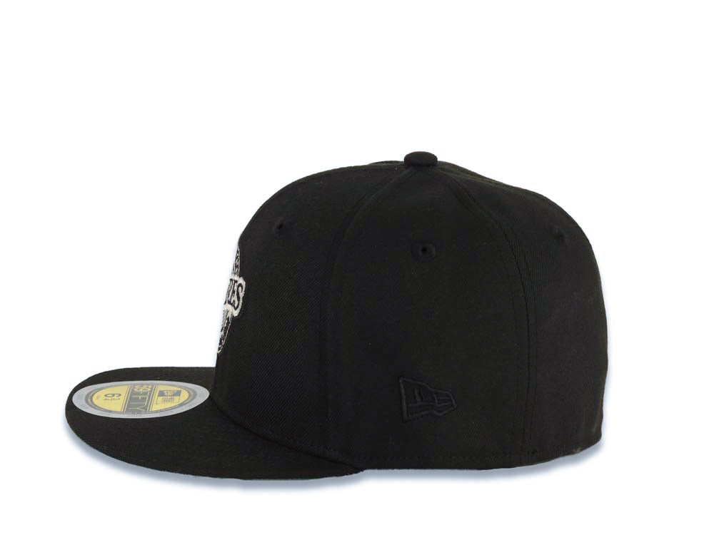 (Youth) San Diego Padres New Era MLB 59FIFTY 5950 Kid Fitted Cap Hat Black Crown/Visor White/Black Baseball Club Logo Green UV