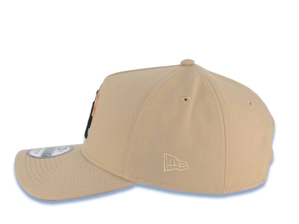 Los Angeles Dodgers New Era MLB 9FORTY 940 AdjustableA-Frame Cap Hat Khaki Crown/Visor Black With Metallic Orange Fire Logo Stadium Side Patch Gray UV