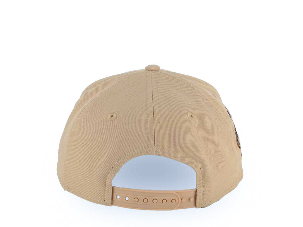 Los Angeles Dodgers New Era MLB 9FORTY 940 AdjustableA-Frame Cap Hat Khaki Crown/Visor Black With Metallic Orange Fire Logo Stadium Side Patch Gray UV