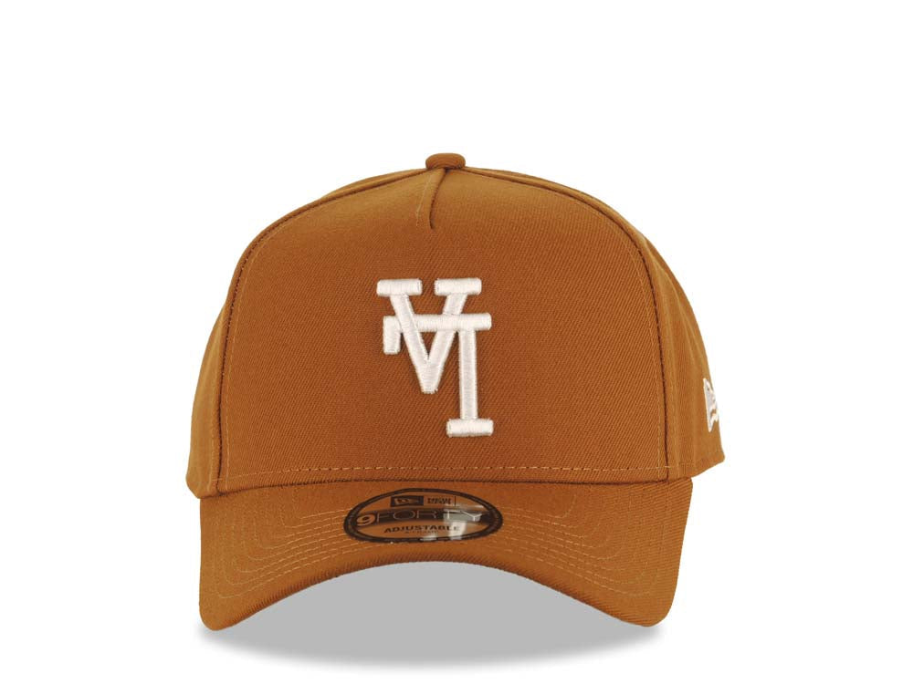 Los Angeles Dodgers New Era MLB 9FORTY 940 Adjustable A-Frame Cap Hat Brown Crown/Visor White Upside Down Logo