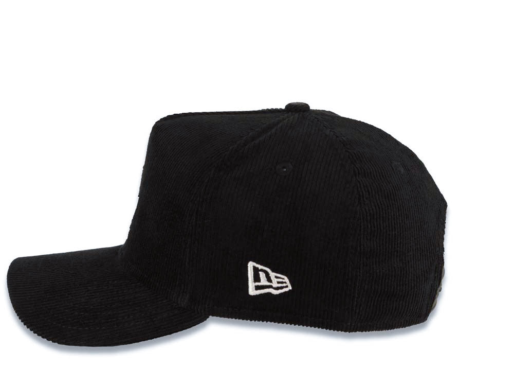 (Corduroy) Los Angeles Dodgers New Era MLB 9FORTY 940 Adjustable A-Frame Cap Hat Black Crown/Visor White Logo Stadium Side Patch Gray UV