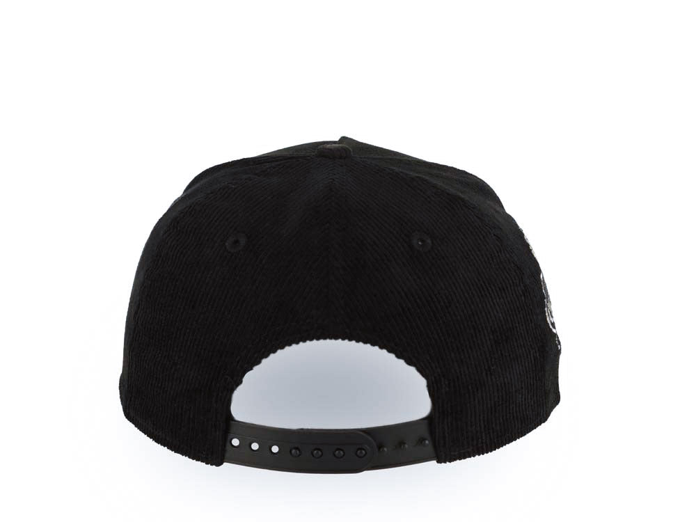 (Corduroy) Los Angeles Dodgers New Era MLB 9FORTY 940 Adjustable A-Frame Cap Hat Black Crown/Visor White Logo Stadium Side Patch Gray UV
