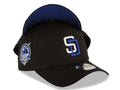 San Diego Padres New Era MLB 9FORTY 940 Adjustable A-Frame Cap Hat Black Crown/Visor White/Royal Blue Logo 40th Anniversary Side Patch Royal Blue UV