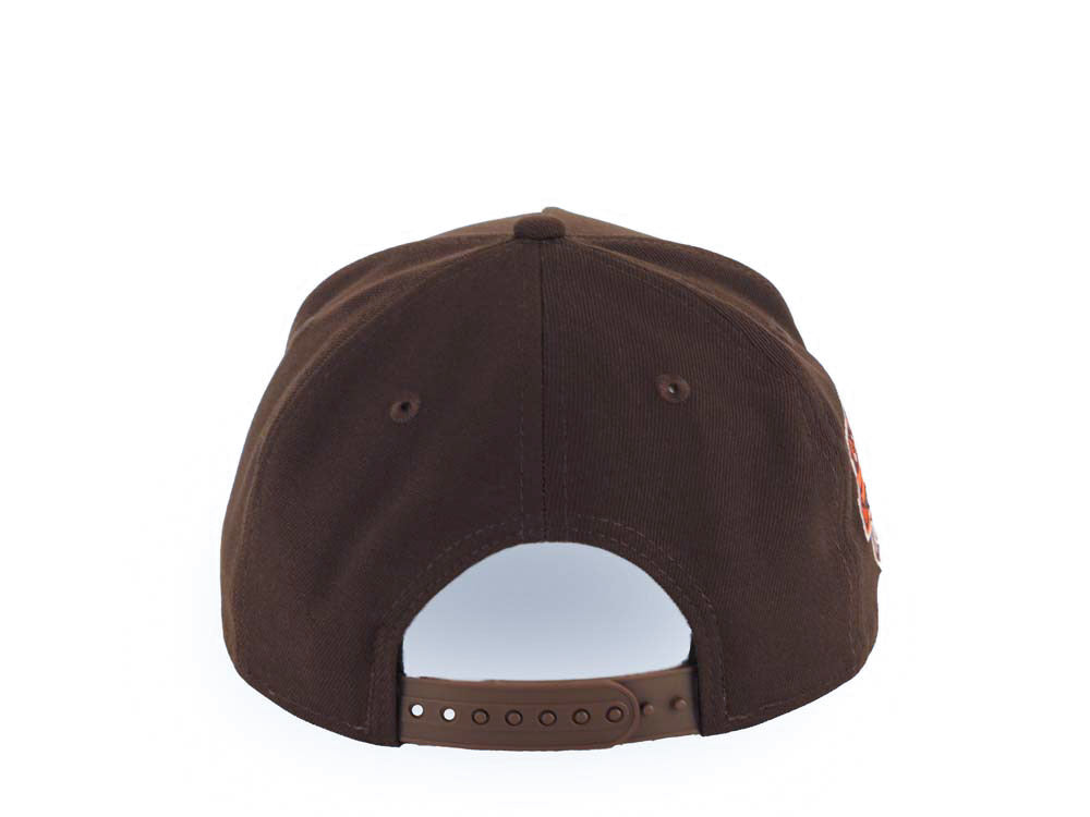 San Diego Padres New Era MLB 9FORTY 940 Adjustable A-Frame Cap Hat Brown Crown/Visor Orange Logo Stadium Side Patch Green UV