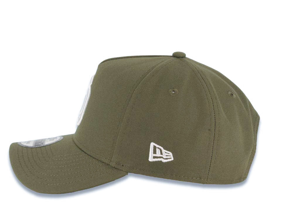 San Diego Padres New Era MLB 9FORTY 940 Adjustable A-Frame Cap Hat Olive Green Crown/Visor White Logo 25th Anniversary Side Patch Gray UV