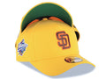 San Diego Padres New Era MLB 9FORTY 940 Adjustable A-Frame Cap Hat Yellow Crown/Visor Brown/Orange Logo 1998 World Series Side Patch Green UV