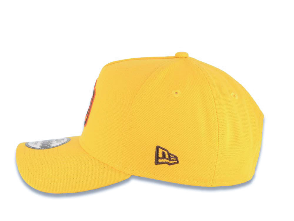 San Diego Padres New Era MLB 9FORTY 940 Adjustable A-Frame Cap Hat Yellow Crown/Visor Brown/Orange Logo 1998 World Series Side Patch Green UV