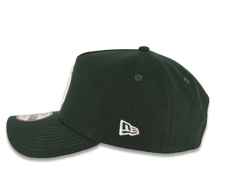 San Diego Padres New Era MLB 9FORTY 940 Adjustable A-Frame Cap Hat Dark Green Crown/Visor White Logo Petco Park Side Patch Gray UV