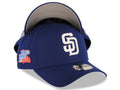 San Diego Padres New Era MLB 9FORTY 940 Adjustable A-Frame Cap Hat Royal Blue Crown/Visor White Logo 1984 World Series Side Patch Gray UV