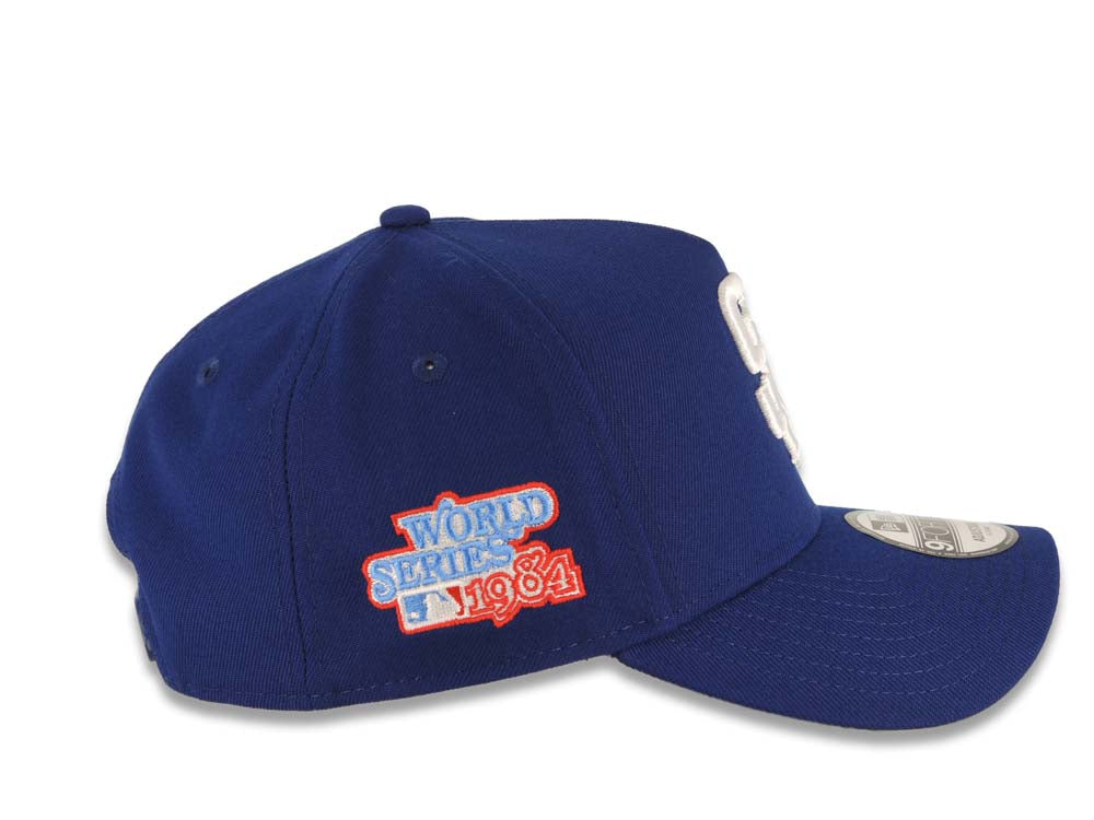 San Diego Padres New Era MLB 9FORTY 940 Adjustable A-Frame Cap Hat Royal Blue Crown/Visor White Logo 1984 World Series Side Patch Gray UV