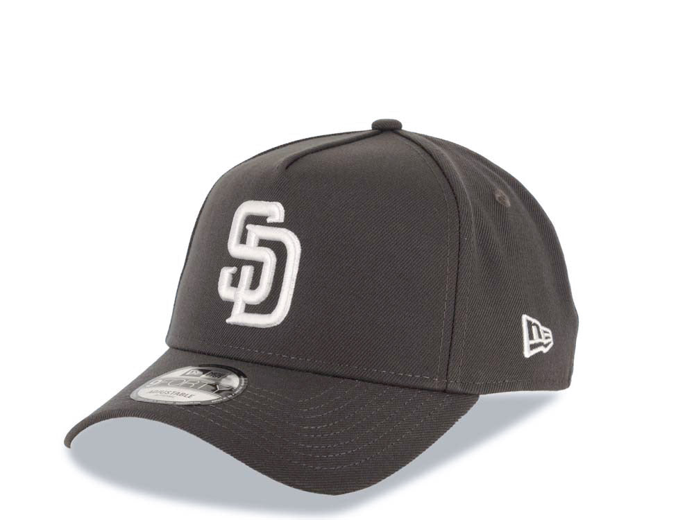 San Diego Padres New Era MLB 9FORTY 940 Adjustable A-Frame Cap Hat Gray Crown/Visor White Logo 1998 World Series Side Patch Gray UV