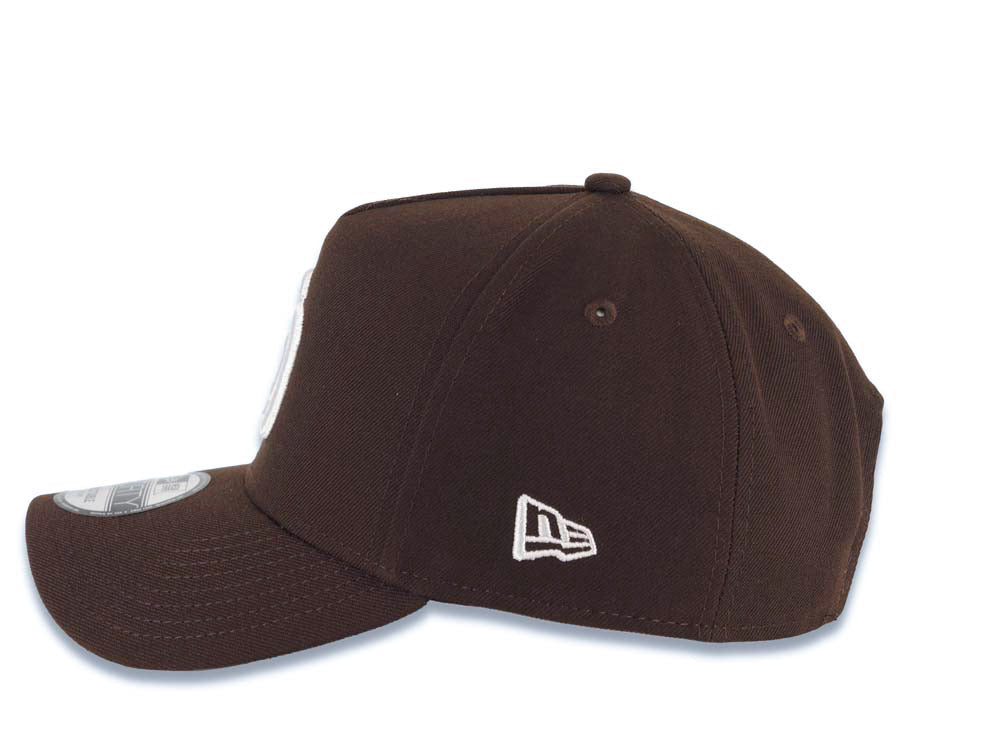 San Diego Padres New Era MLB 9FORTY 940 Adjustable A-Frame Cap Hat Brown Crown/Visor White Logo 1984 World Series Side Patch Gray UV