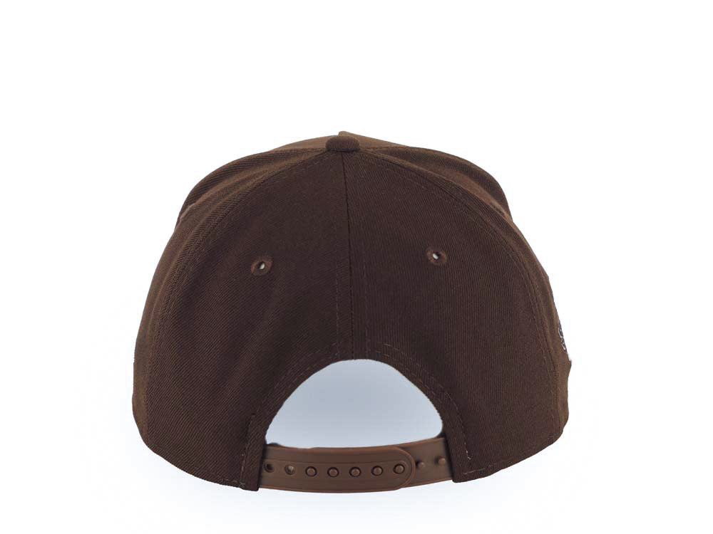 San Diego Padres New Era MLB 9FORTY 940 Adjustable A-Frame Cap Hat Brown Crown/Visor White Logo 1984 World Series Side Patch Gray UV
