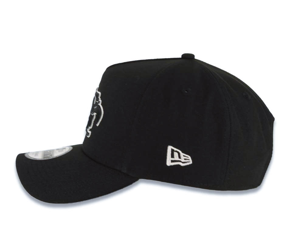 Mexico Aztec New Era 9FORTY 940 Adjustable A-Frame Cap Hat Black Crown/Visor Black/White Headdress Logo Mexico Flag Side Patch Gray UV