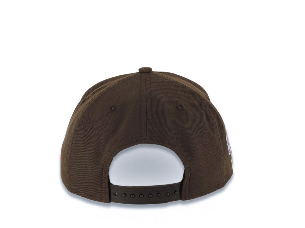 San Diego Padres New Era MLB 9FORTY 940 Adjustable A-Frame Cap Hat Brown Crown/Visor Orange Logo 1998 World Series Side Patch Green UV