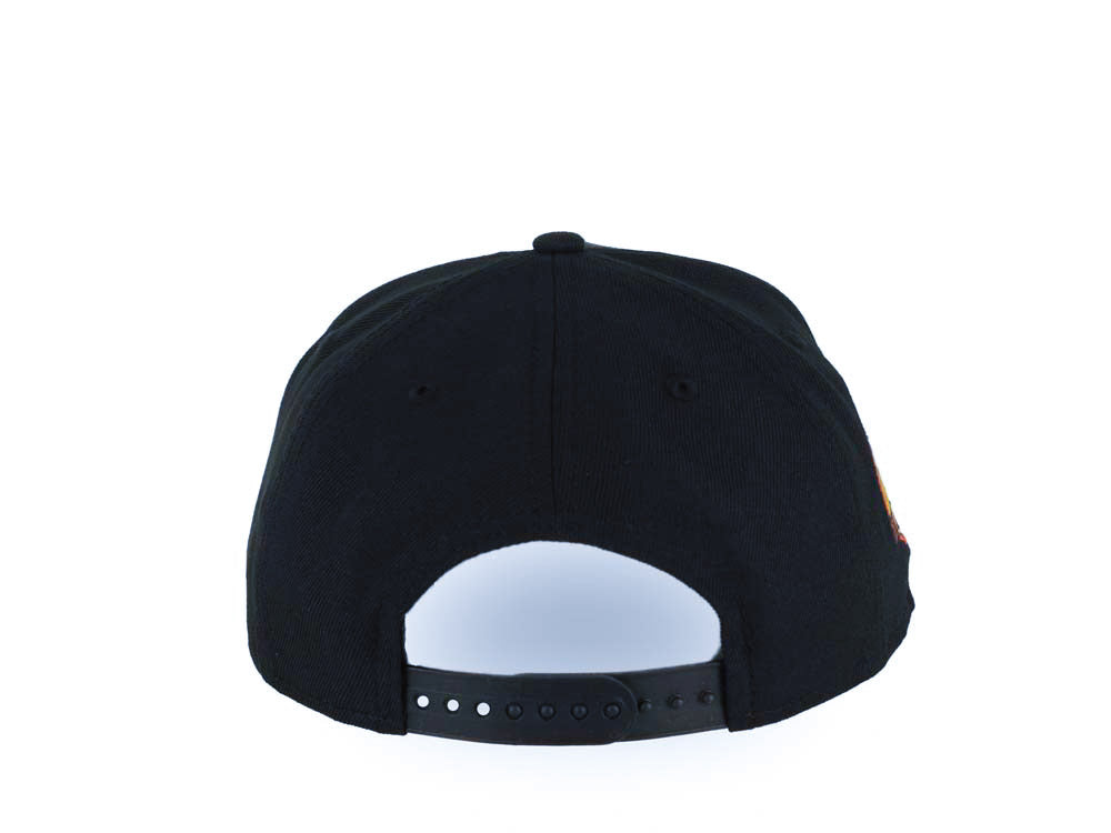 San Diego Padres New Era MLB 9FORTY 940 Adjustable A-Frame Cap Hat Black Crown/Visor Brown/Yellow/Orange Logo 40th Anniversary Side Patch Green UV